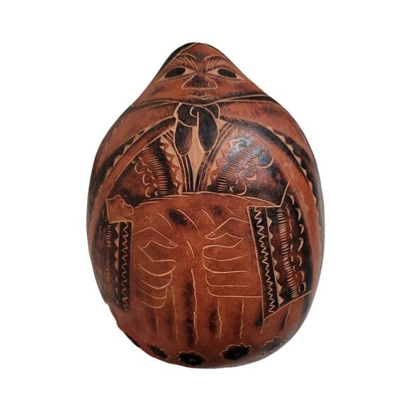 Vintage RAQUEL'S COLLECTION Hand Crafted Art Gourd Made in Peru Handmade - Picture 1 of 4